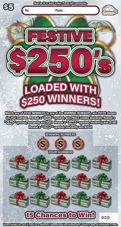 Festive 250'S scratchcard - game number #957 - front