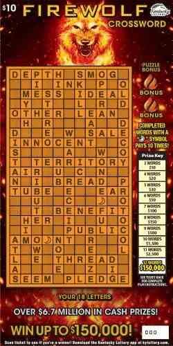 Firewolf Crossword scratchcard - game number #950 - front