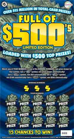 Full Of $500'S Limited Edition scratchcard - game number #851 - front