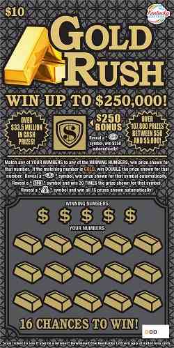 Gold Rush $10 scratchcard - game number #779 - front