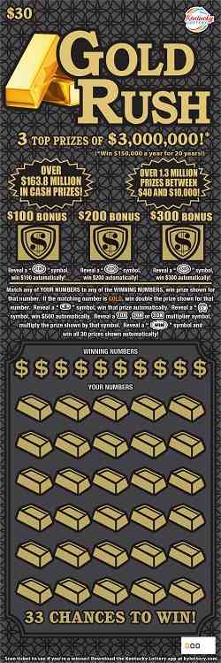 Gold Rush $30 scratchcard - game number #761 - front