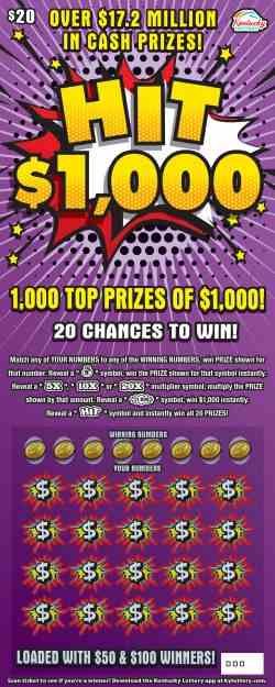 Hit $1000 scratchcard - game number #942 - front