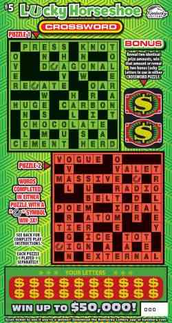 Lucky Horseshoe Crossword scratchcard - game number #996 - front