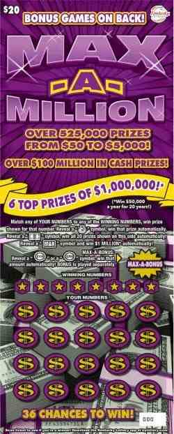 Max-A-Million scratchcard - game number #747 - front