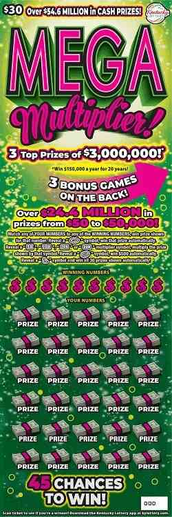 Mega Multiplier! scratchcard - game number #879 - front