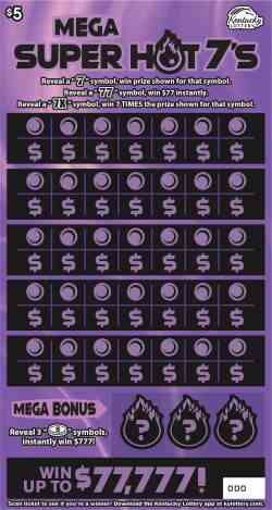Mega Super Hot 7S scratchcard - game number #975 - front