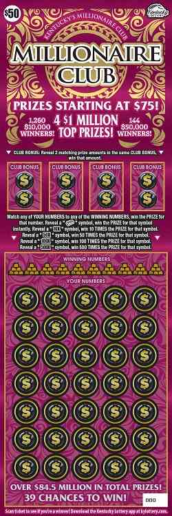Millionaire Club scratchcard - game number #904 - front