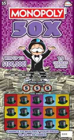 Monopoly® 50X scratchcard - game number #112 - front