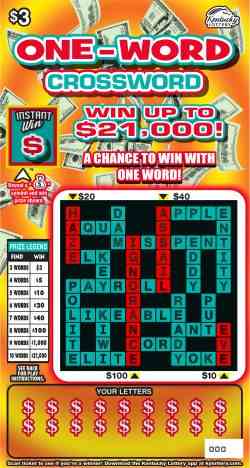 One Word Crossword scratchcard - game number #981 - front