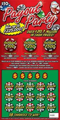 Payout Party scratchcard - game number #831 - front