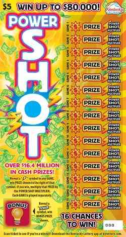 Power Shot scratchcard - game number #833 - front
