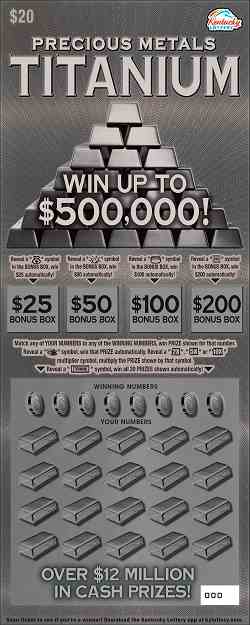 Precious Metals Titanium scratchcard - game number #891 - front