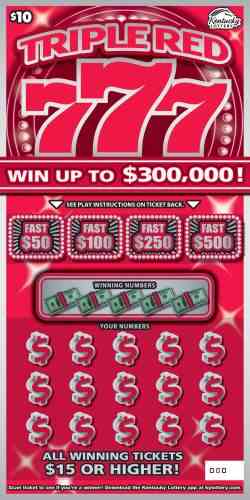 Triple Red 777 scratchcard - game number #102 - front