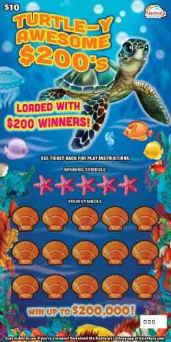 Turtle-Y Awesome $200S scratchcard - game number #986 - front