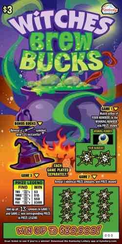 Witches Brew Bucks scratchcard - game number #156 - front