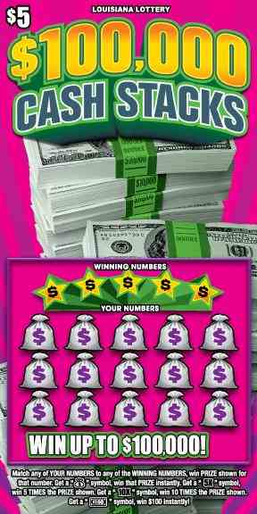 $100,000 Cash Stacks scratchcard - game number #1685 - front