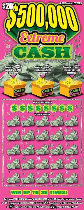 $500,000 Extreme Cash scratchcard - game number #1657 - front