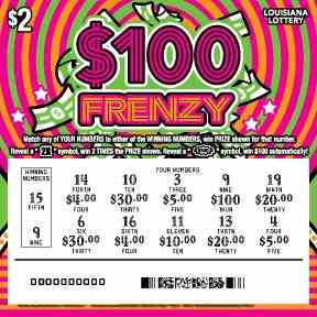 100 Frenzy scratchcard - game number #1655 - front-scratched