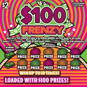 100 Frenzy scratchcard - game number #1655 - front