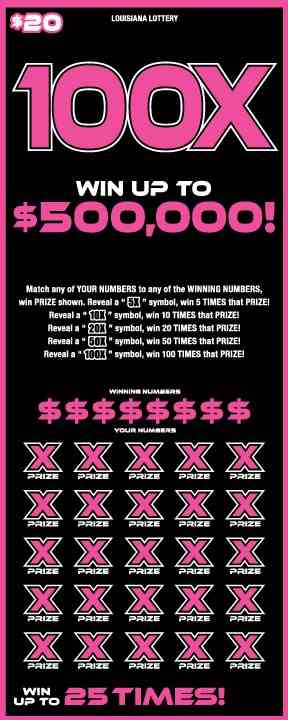 100X scratchcard - game number #1581 - front