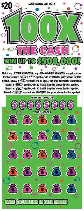 100X The Cash scratchcard - game number #1640 - front