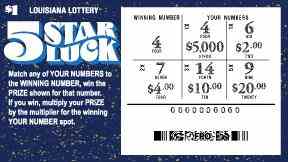 5 Star Luck scratchcard - game number #1682 - front-scratched