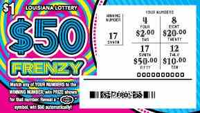 50 Frenzy scratchcard - game number #1654 - front-scratched