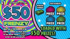 50 Frenzy scratchcard - game number #1654 - front