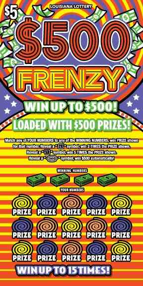 500 Frenzy scratchcard - game number #1656 - front