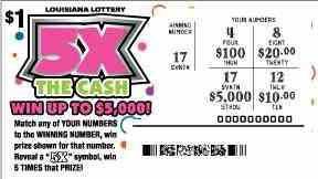5X The Cash scratchcard - game number #1636 - front-scratched