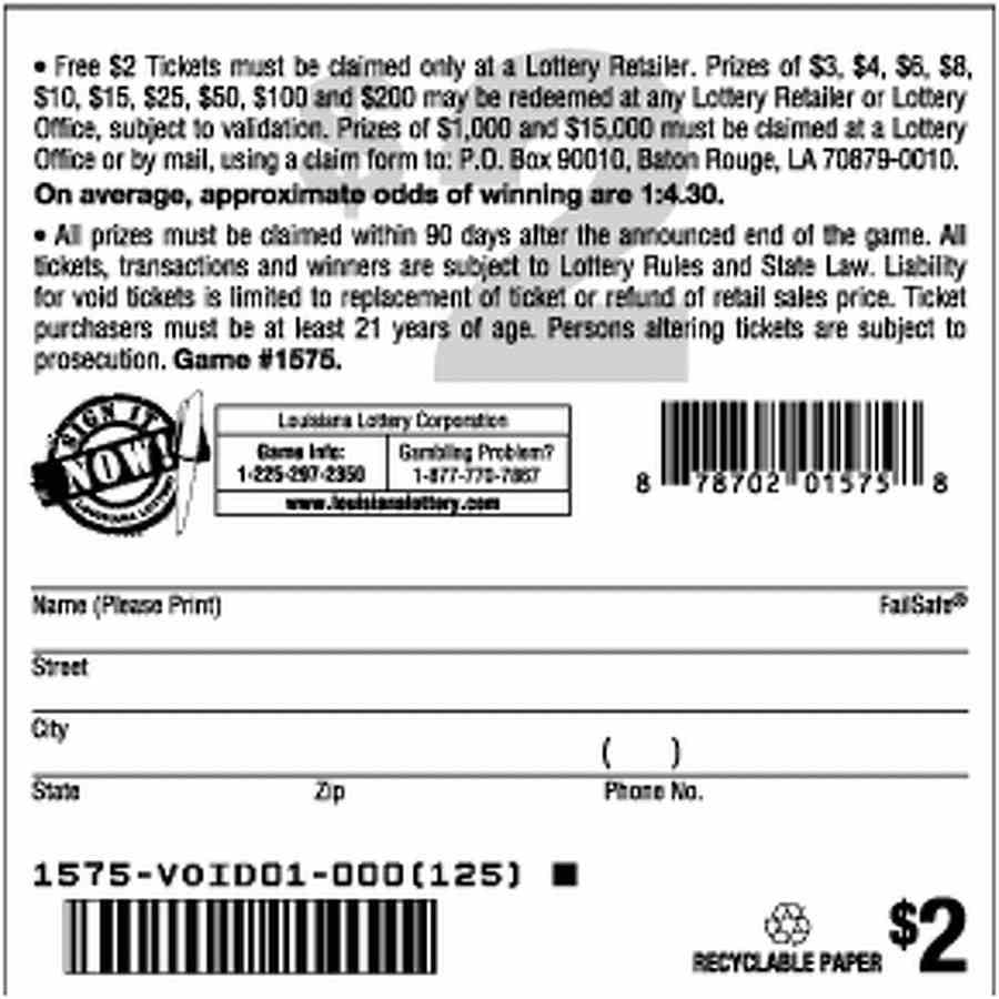 Add It Up scratchcard - game number #1575 - back