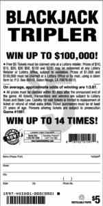 Blackjack Tripler scratchcard - game number #1597 - back