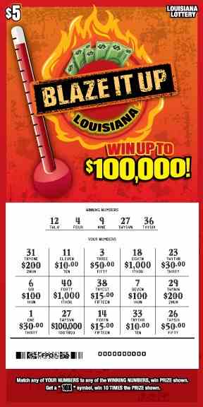 Blaze It Up scratchcard - game number #1604 - front-scratched