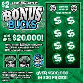 Bonus Bucks scratchcard - game number #1691 - front