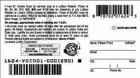 Cash Dash scratchcard - game number #1624 - back