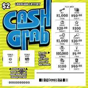 Cash Grab scratchcard - game number #1671 - front-scratched