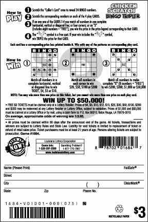 Chicken Scratch Bingo Tripler scratchcard - game number #1684 - back