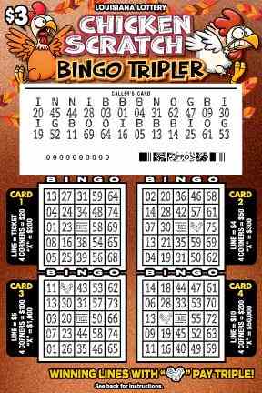 Chicken Scratch Bingo Tripler scratchcard - game number #1684 - front-scratched