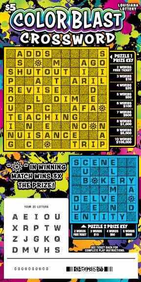 Color Blast Crossword scratchcard - game number #1697 - front-scratched