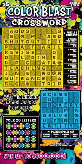 Color Blast Crossword scratchcard - game number #1697 - front