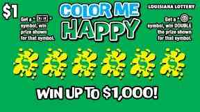 Color Me Happy scratchcard - game number #1625 - front