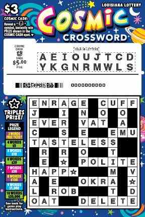 Cosmic Crossword scratchcard - game number #1672 - front-scratched