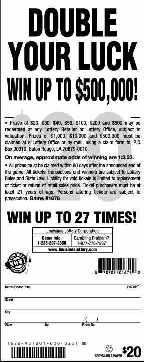 Double Your Luck scratchcard - game number #1676 - back