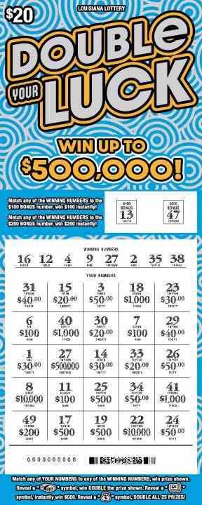 Double Your Luck scratchcard - game number #1676 - front-scratched