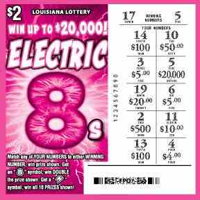Electric 8S scratchcard - game number #1678 - front-scratched