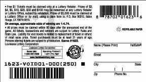 Fast Loot scratchcard - game number #1623 - back