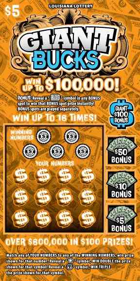 Giant Bucks scratchcard - game number #1692 - front