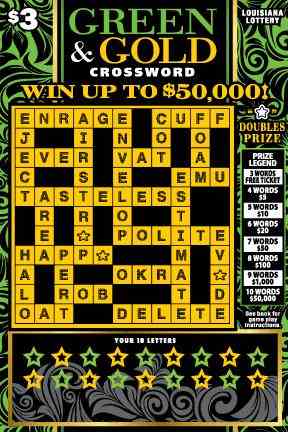 Green And Gold Crossword scratchcard - game number #1651 - front