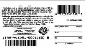 Hit 100 scratchcard - game number #1598 - back