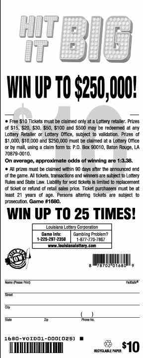 Hit It Big scratchcard - game number #1680 - back